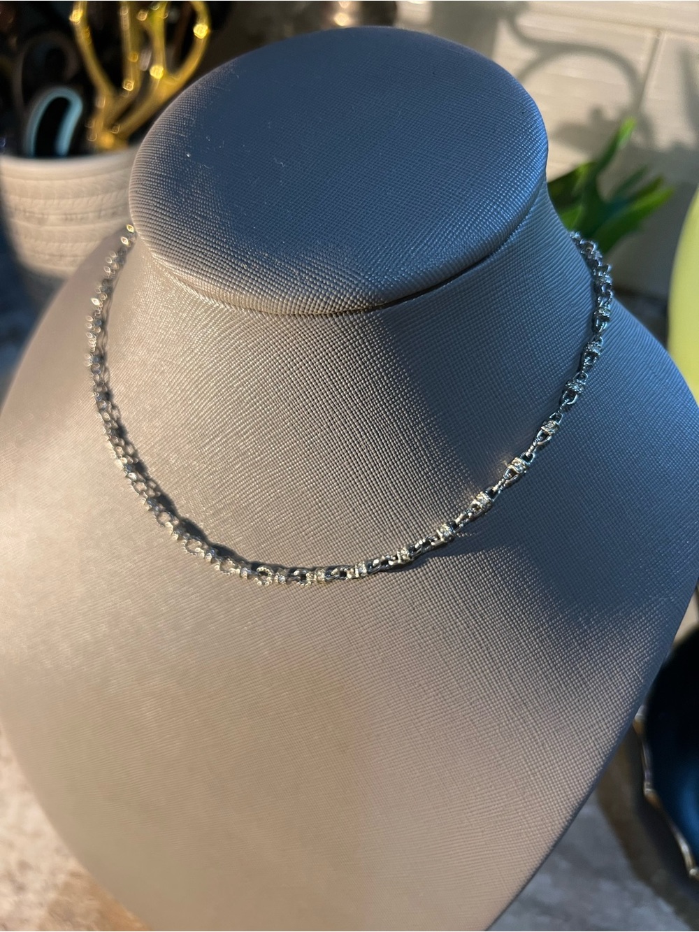 Silver? Rope Link Necklace - Vintage estate find
